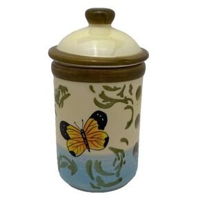 French Garlic Jar Keeper Collectible USA Edition Butterfly Hand Crafted NEW‎